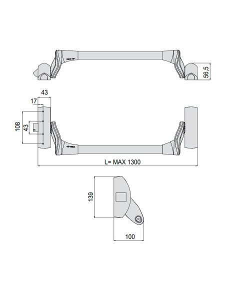 BARRA ANTIPANICO FAST PUSH DE SOBREPONER - DIMENSIONES