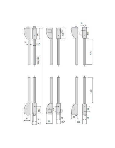 FERMETURES SUPPLÉMENTAIRES POUR BARRES ANTIPANIQUE - DIMENSIONS
