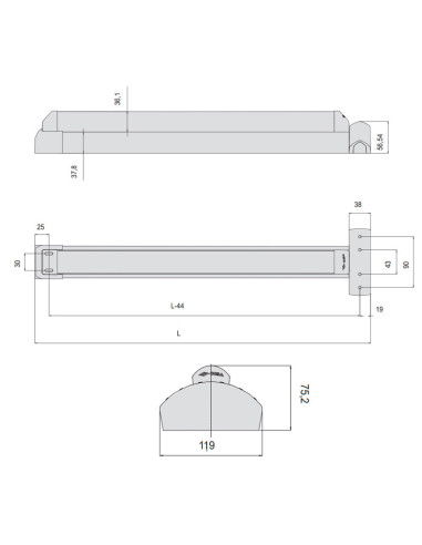 BARRE ANTIPANIQUE ENCASTRÉE FAST TOUCH - DIMENSIONS
